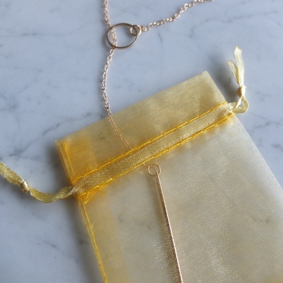 Goldtone Dainty Metal Bar & Circle Necklace - Picture 5 of 6